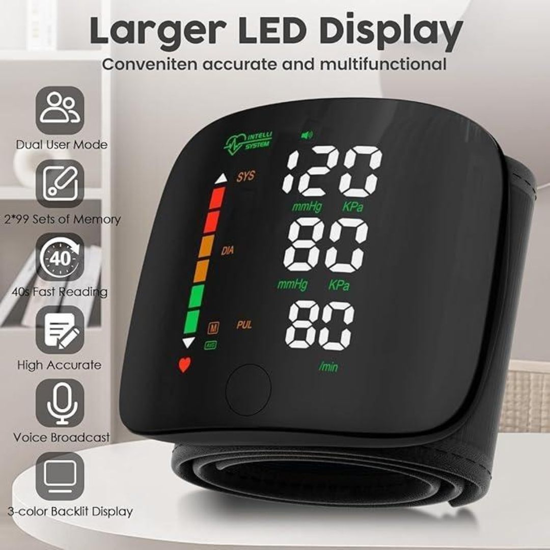 Wrist Blood Pressure Monitor Led Display & Touch Screen